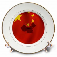 3dRose Chinese Flag - Porcelain Plate, 8-inch   